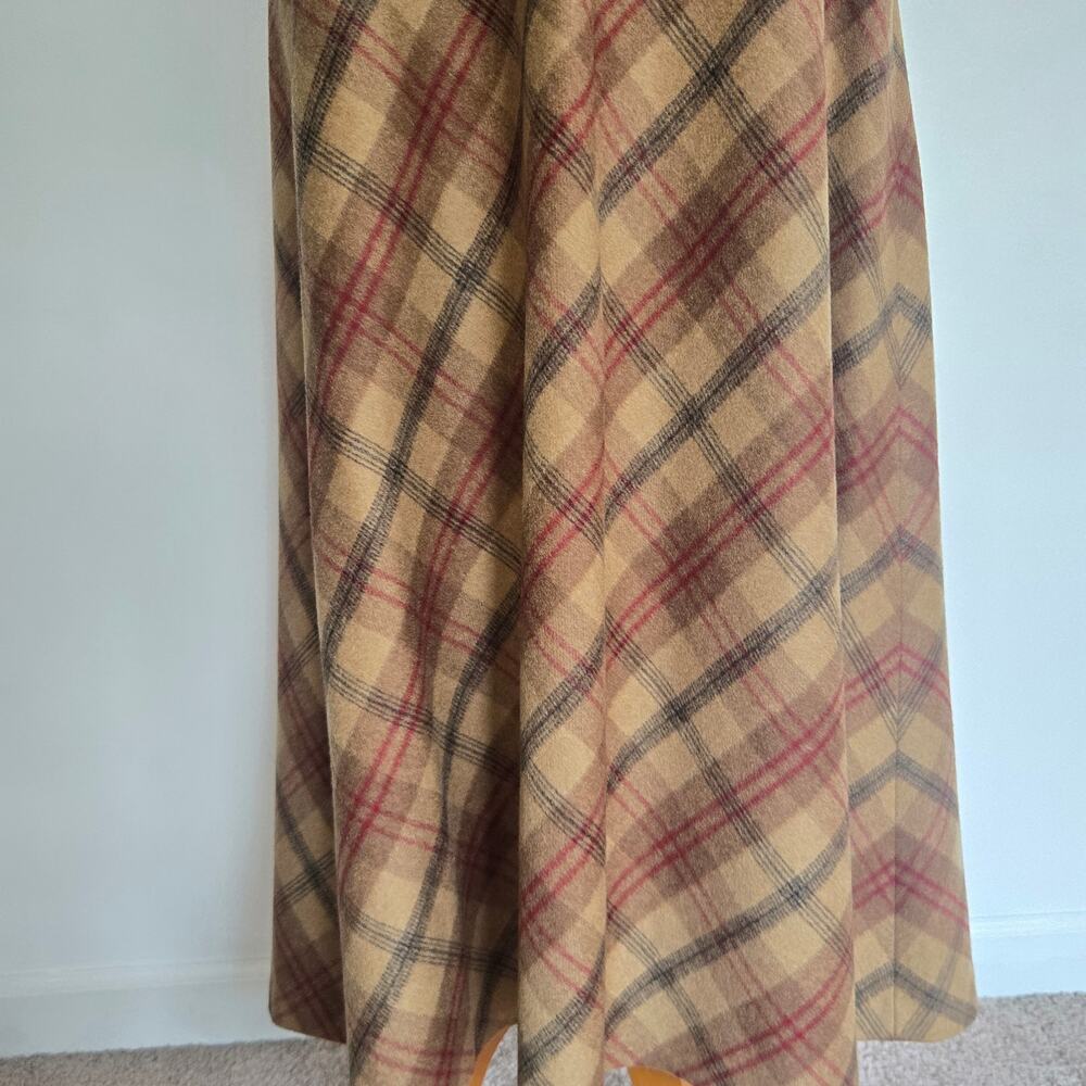 Vintage Womens Heritage Wool Maxi Skirt Plaid Old Money East Coast Brown Fall 10 - Picture 6 of 12